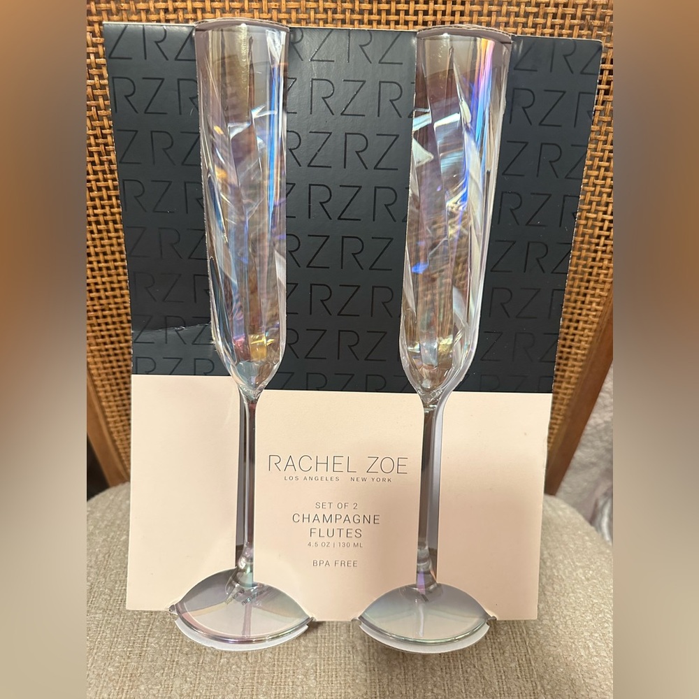 Rachel Zoe Iridescent plastic Champagne Flutes-two included